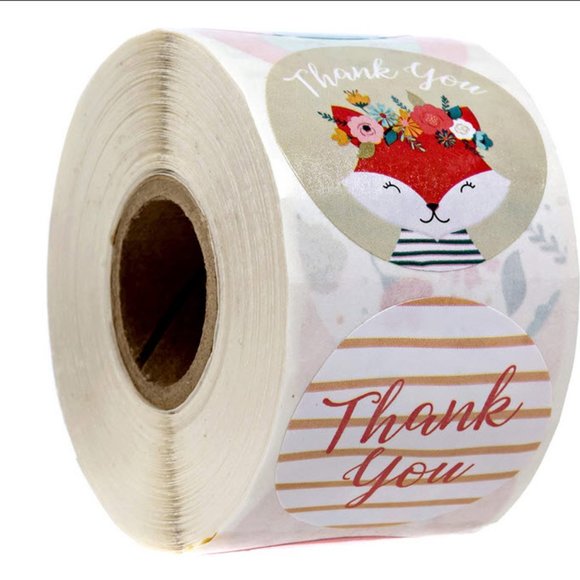 500 boho chic animals thank you wafer stickers - Picture 7 of 7